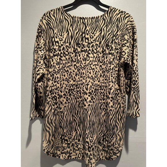 Dana Buchman Women’s L Leopard Print Sweater Y2K Retro Chic Fall Winter Classic - Picture 8 of 9
